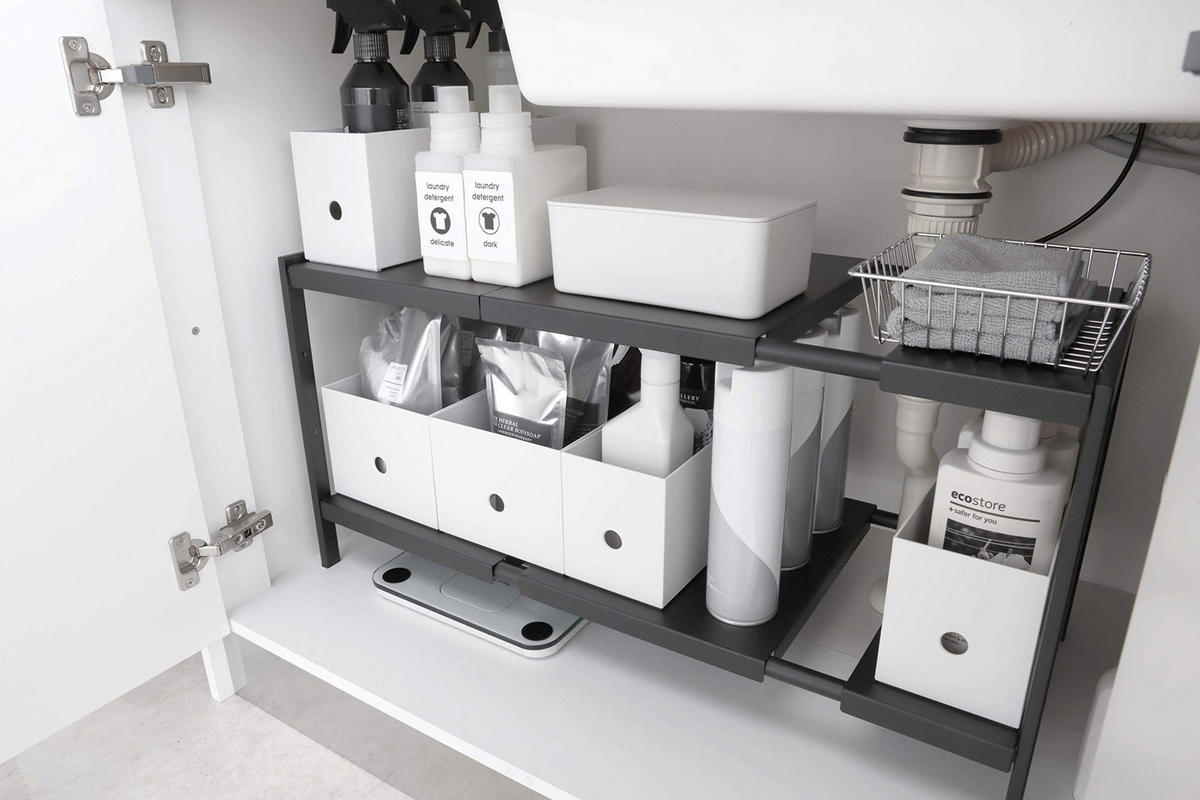 KÜCHENREGAL Tower 4949 Schwarz Metall 35 x 50–85 x 30 cm - Schwarz, Metall (85/35/30cm) - Yamazaki