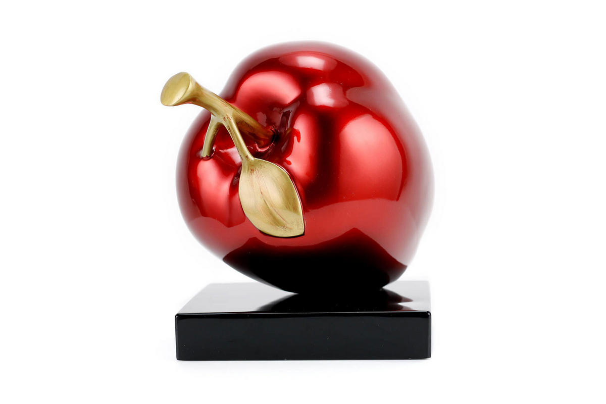 SKULPTUR Gold 18/16 cm - Rot/Goldfarben, Stein (1.55/16/13cm) - KUNSTLOFT
