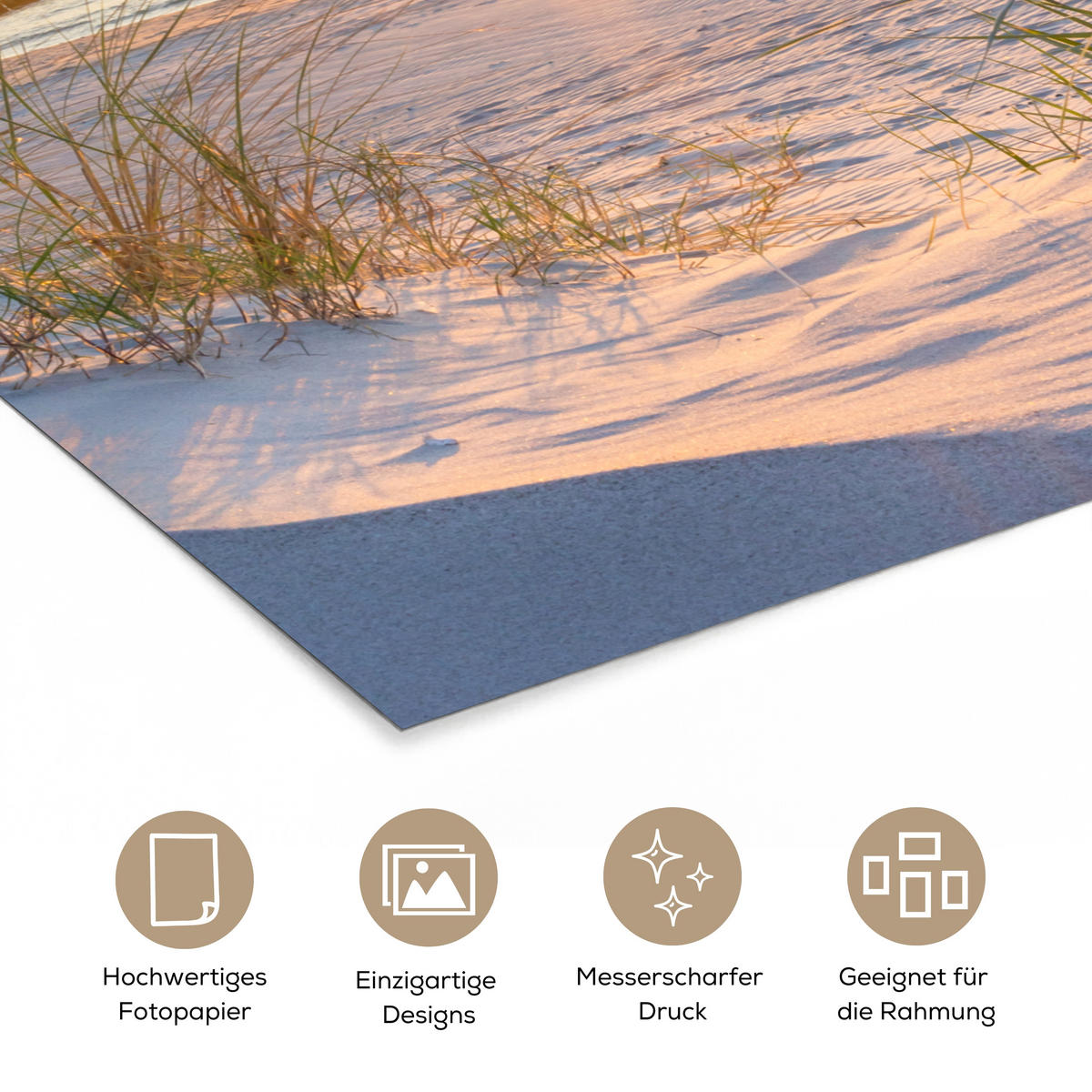 POSTER Strand - Sonne - Düne - Gras - Sand - Horizont 30x40 cm - Hellblau, Papier (30/40/0.1cm) - MuchoWow