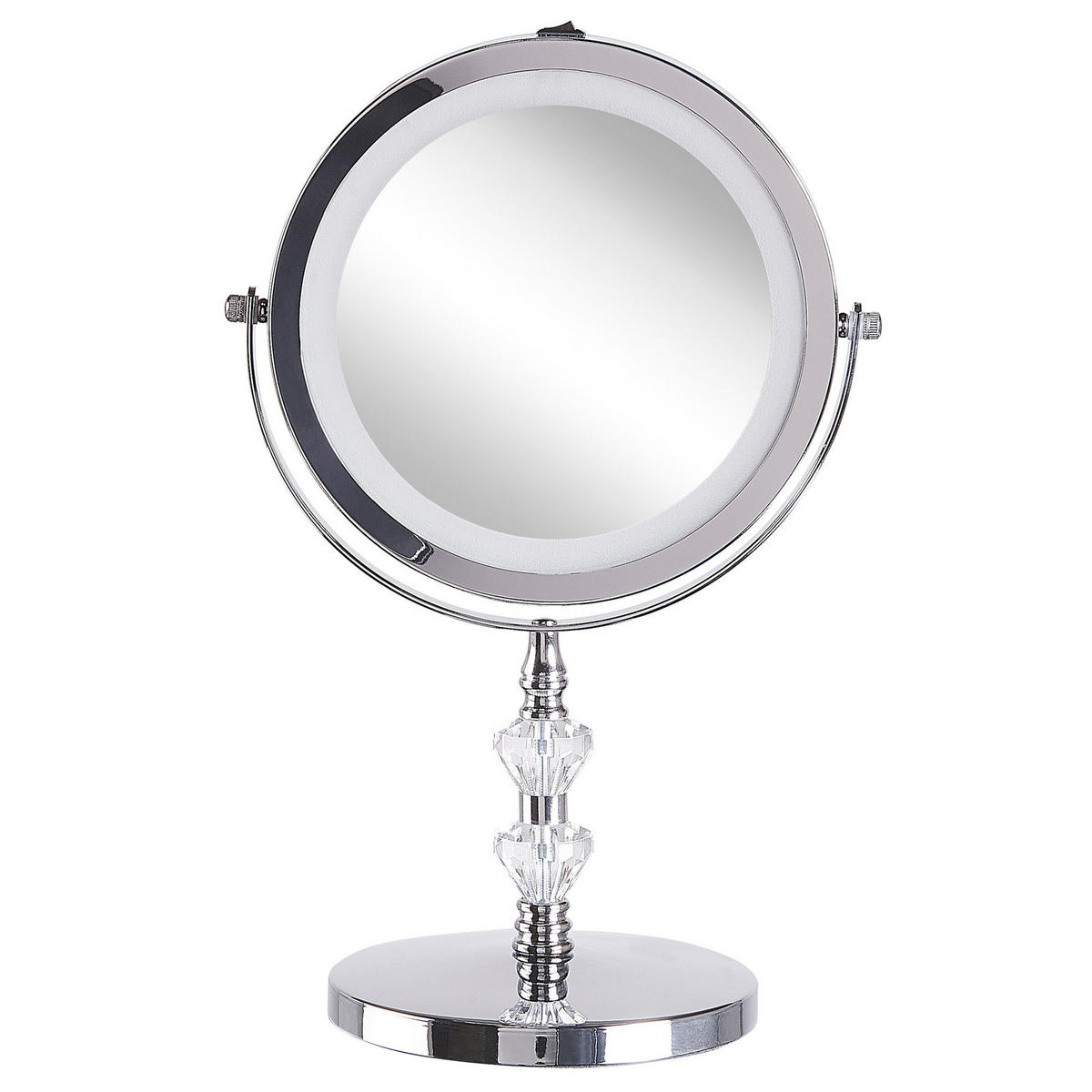 KOSMETIKSPIEGEL silber mit LED-Beleuchtung 20 cm Laon - Silberfarben, Metall (20/31/14cm) - Beliani