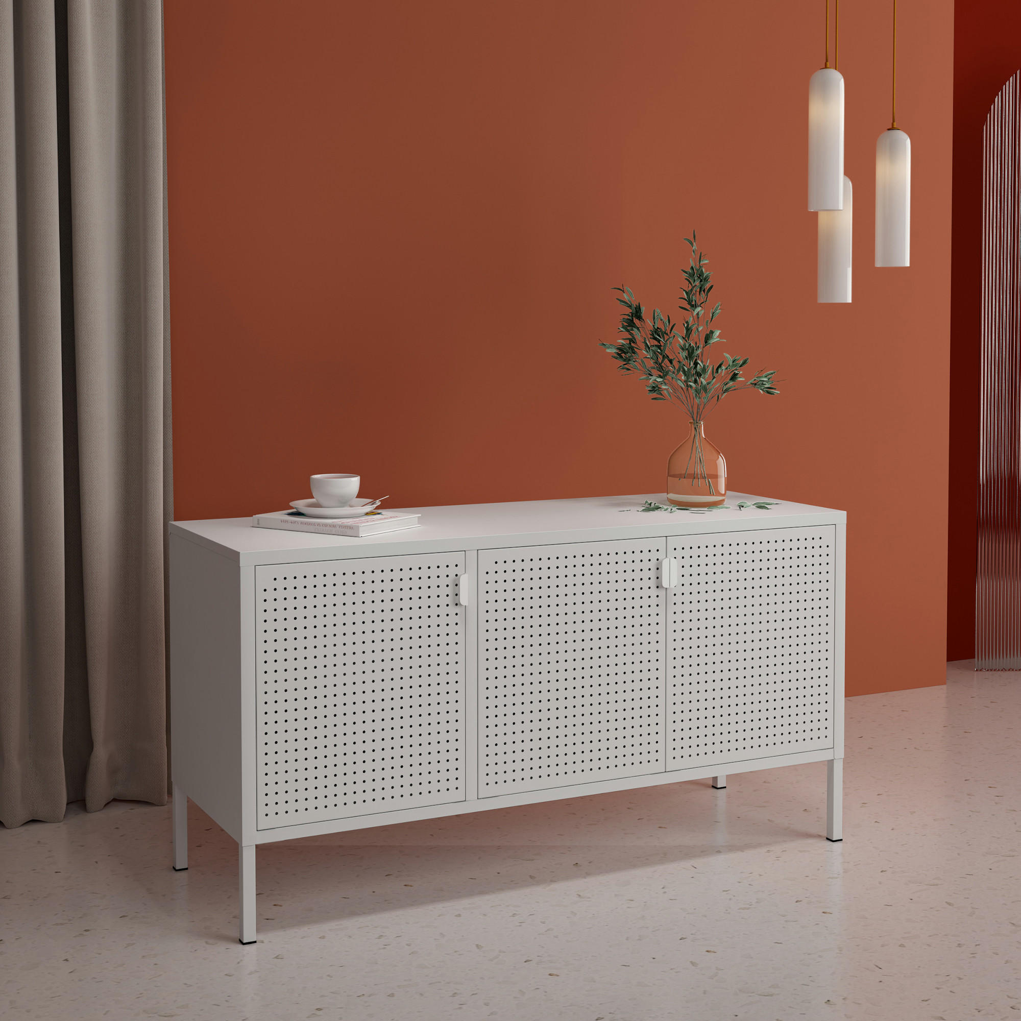 TV-ELEMENT Castelli - Weiß, Metall (114/60/40cm) - [en.casa]