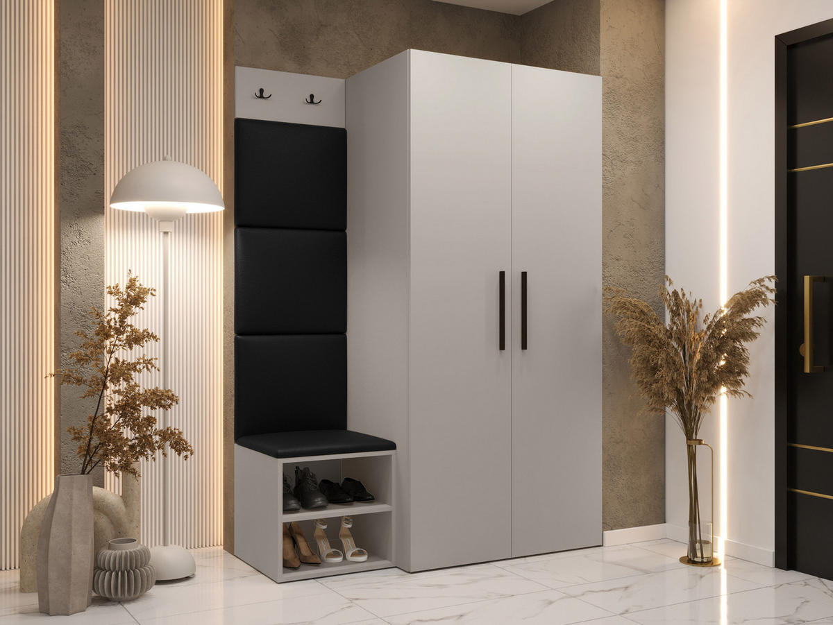 GARDEROBEN-SET Medi IV - Kaschmir/Schwarz, Holzwerkstoff/Kunststoff (80/191/50cm) - MIRJAN24