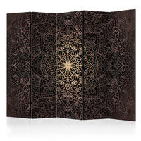 PARAVÁN Jednostranný 5-Dielny 225x172 cm Mandala a Ornamenty - hnedá, drevo/textil (225/172/3cm) - Muralo