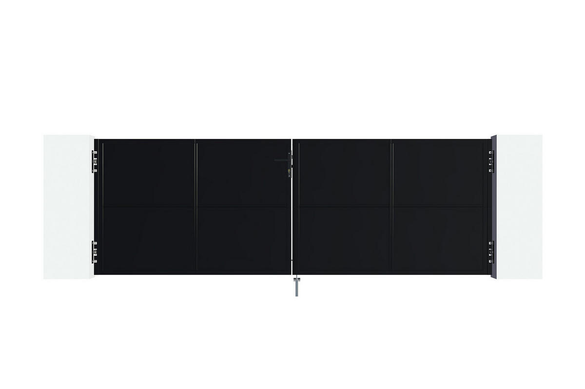 STAHLFLÜGELTOR Nali Mattschwarz 3,5m H.120 cm - Schwarz, Metall (343/120cm) - Casanoov