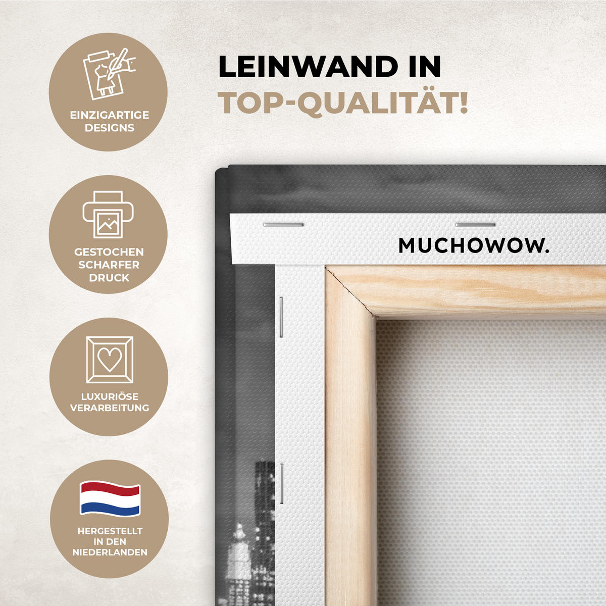 LEINWANDBILD New York - Skyline - Stadt - Blau Wandbilder 80x60 cm - Blaugrau, Textil (80/60cm) - MuchoWow