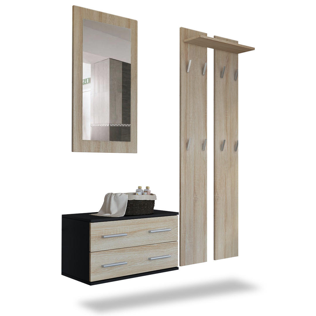 GARDEROBE Kioto Front in Eiche sägerau - Eiche San Remo, Holzwerkstoff (170/200/35cm) - Vladon