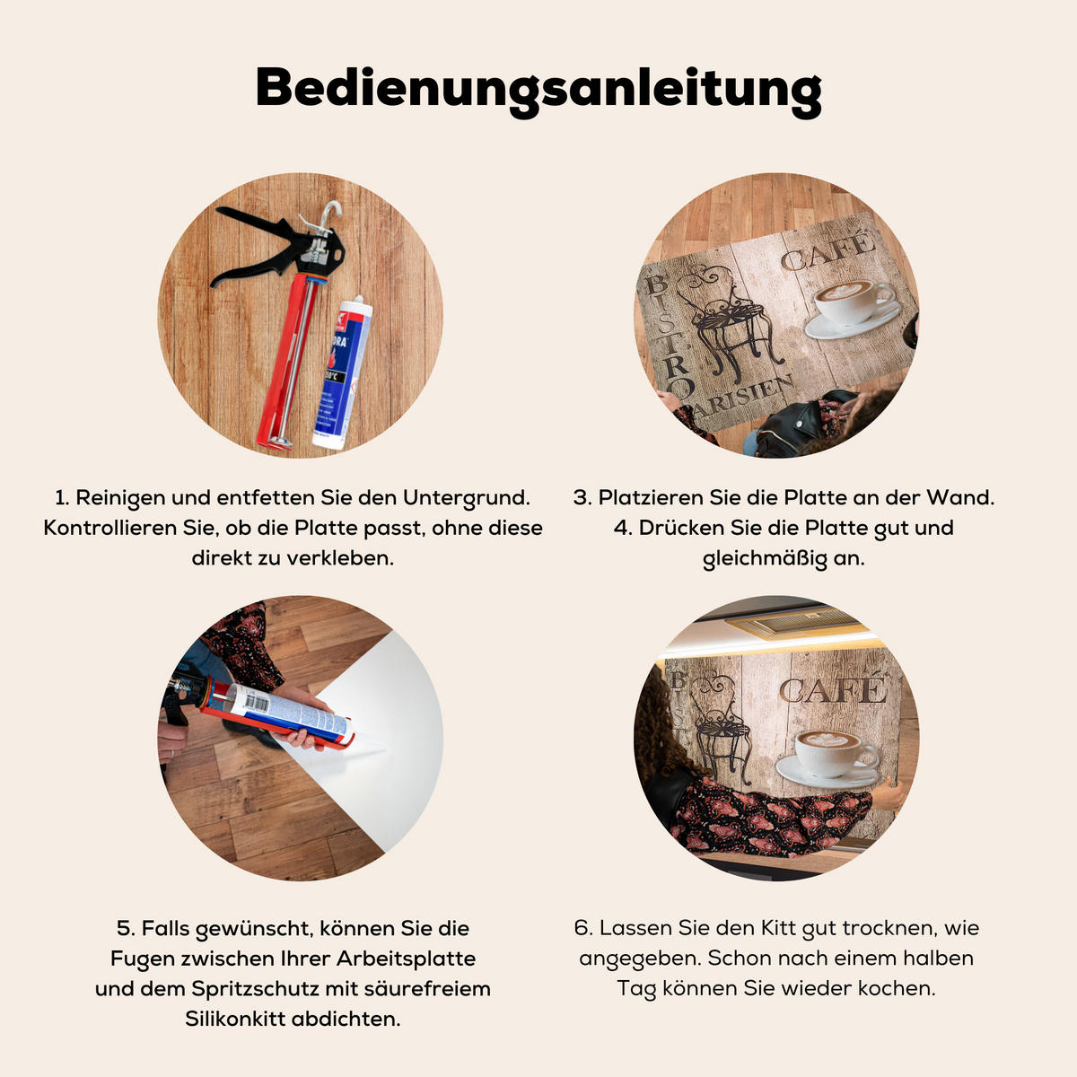 SPRITZSCHUTZ KÜCHE Bistro Parisien - Café - Kaffee - Jahrgang 60x40 cm - Cappuccino, Metall (60/0.3/40cm) - MuchoWow