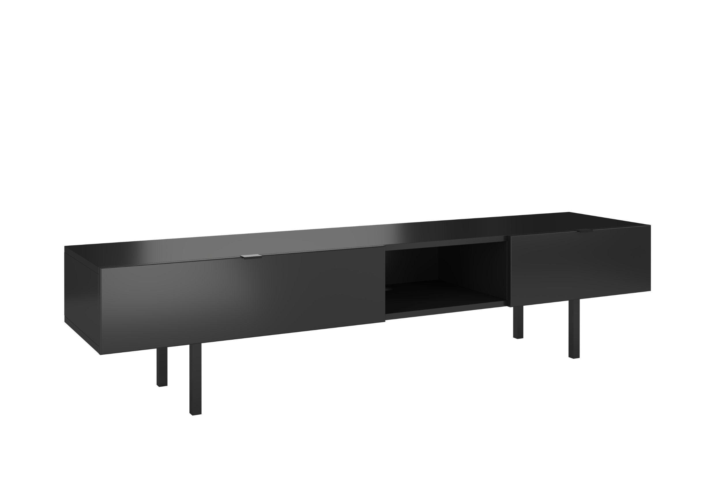 LOWBOARD Myway, Schwarz, 1 Schublade, Minimalistisch, 180 cm - Schwarz, Holzwerkstoff/Metall (180/41.6/41.6cm) - Skandica