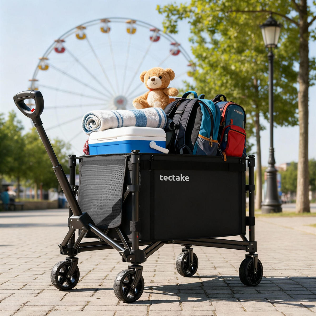 BOLLERWAGEN Smartrider, Inklusive Einlegeboden, Reflektorstreifen, Belastbarkeit 60 kg, schwarz - Schwarz, Kunststoff (47/90/83cm) - tectake