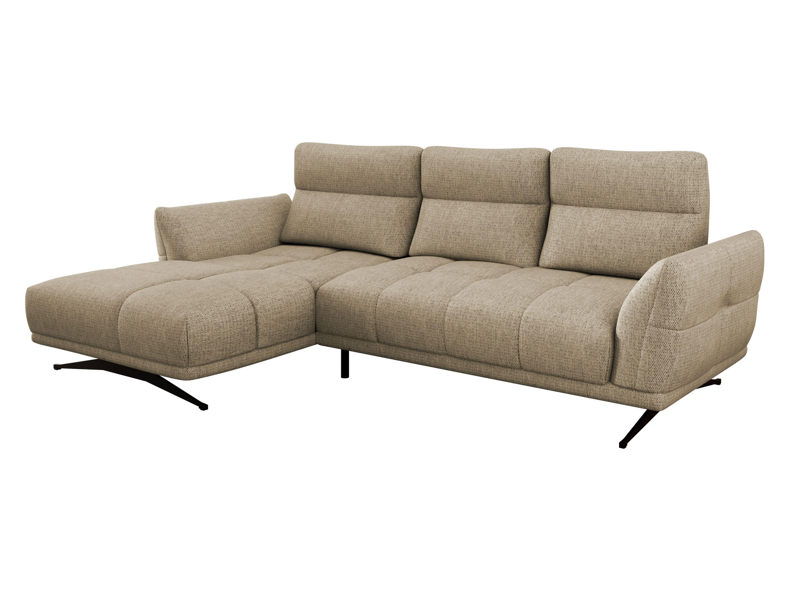 ECKSOFA Giovanni Z LCH, Seite: Links LC-2R - Beige/Schwarz, Holz/Textil (298/195cm) - MIRJAN24