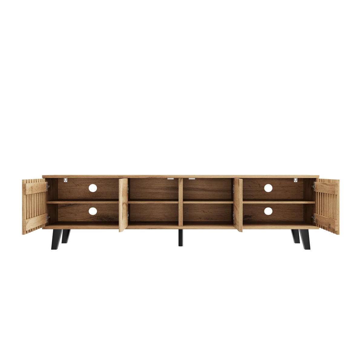 TV-SCHRANK 180/40/55 cm Naturholzfarbe aus Spanplatte mit 8 Fächern - Hellbraun, Holzwerkstoff (180/55/40cm) - OKWISH