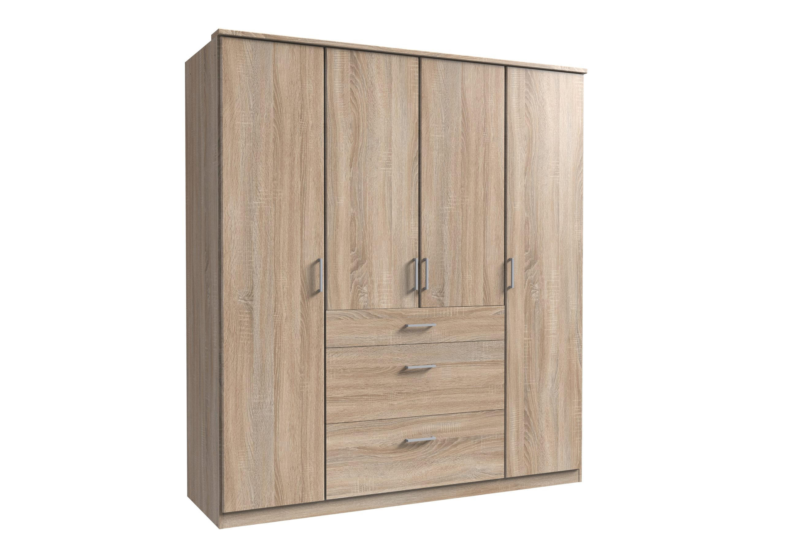 DREHTÜRENSCHRANK Click in Eiche Sägerau - 179 cm Breite ohne Spiegel - Braun, Holzwerkstoff (179/199/58cm)