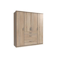 DREHTÜRENSCHRANK Click in Eiche Sägerau - 179 cm Breite ohne Spiegel - Braun, Holzwerkstoff (179/199/58cm)