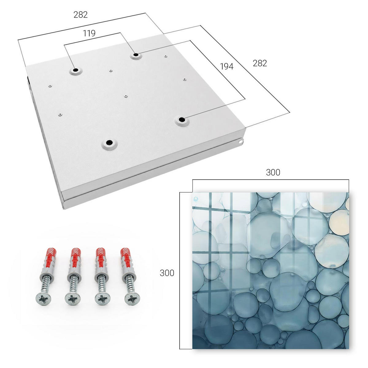 SCHLÜSSELBOX Weiß 30x30 cm – Türöffnung nach rechts - Blaue Blasen - Blau, Metall (30/30/5cm) - TULUP