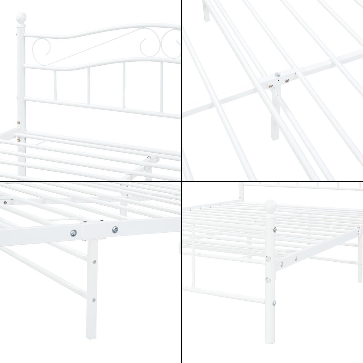 METALLBETT Florenz - Weiß, Metall (140/200cm) - [en.casa]