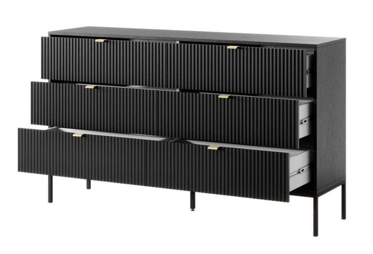 SIDEBOARD Schwarz KS154 Glamour Stil - Schwarz, Holzwerkstoff (154/91/39cm) - Sepro Meble