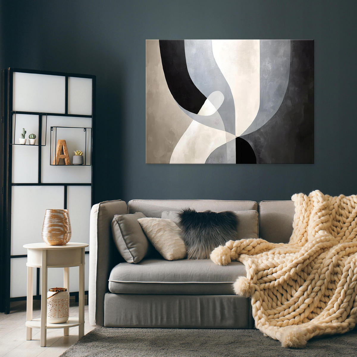 LEINWANDBILD Abstrakt Dachboden Schwarz 120x80 cm - Multicolor, Holzwerkstoff (120/80cm) - Wallarena