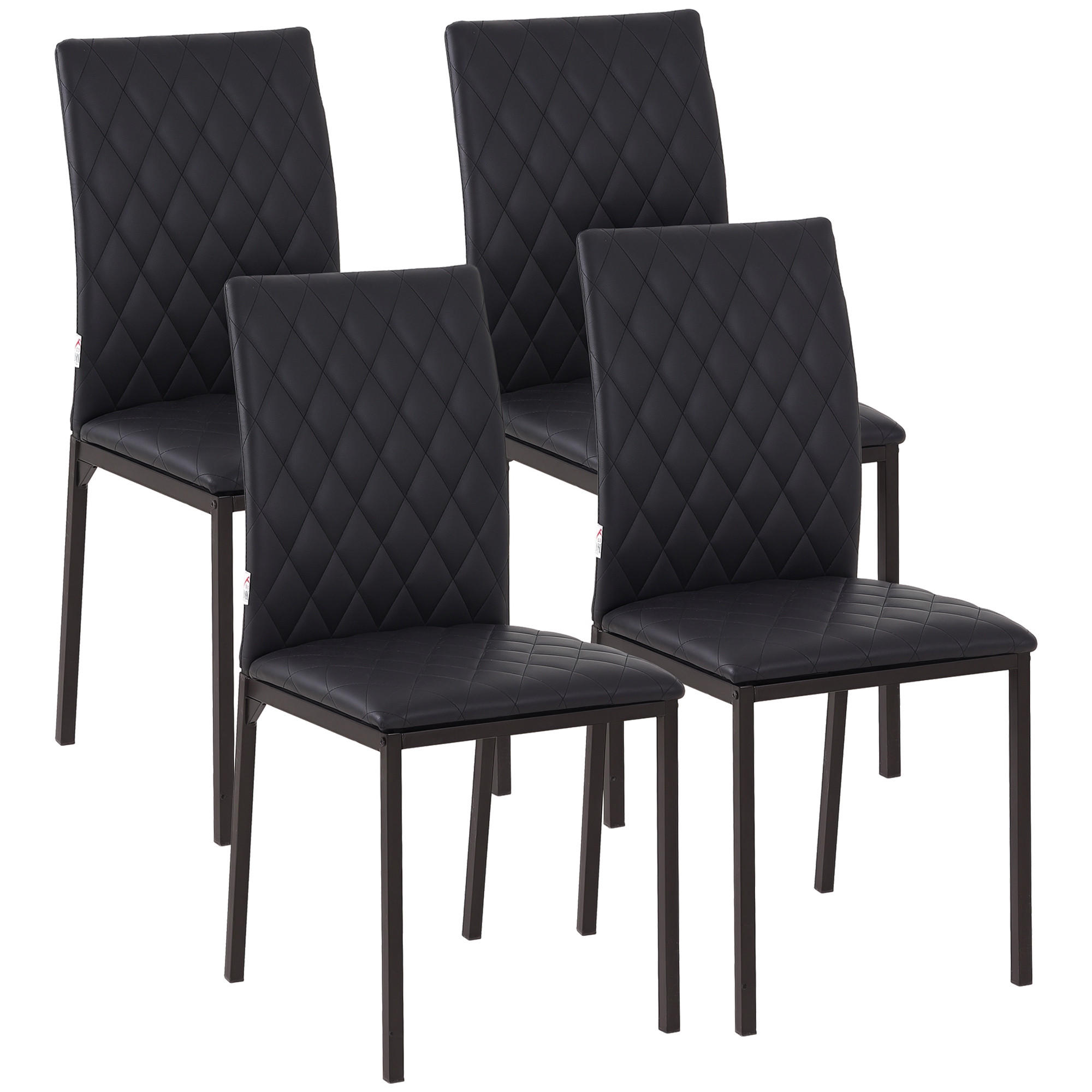 ESSZIMMERSTÜHLE 4er-Set DE-13295 Rhombus-Steppung Schwarz - Schwarz, Metall (41/91/50cm) - ComfortXL