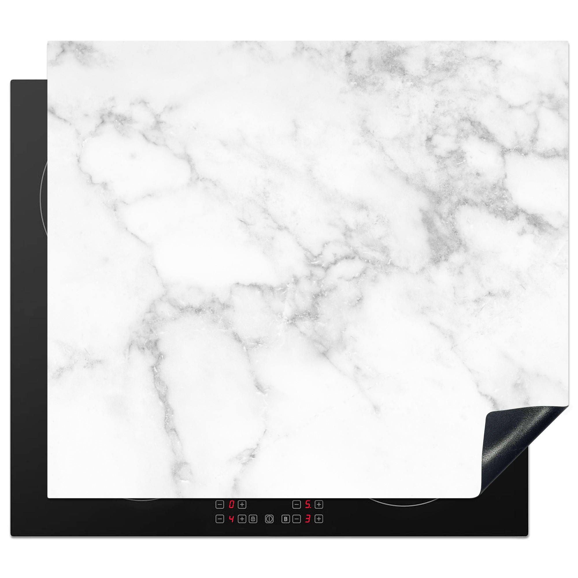 MuchoWow KRYT NA INDUKČNÍ DESKU Mramor - Šedý - Bílý - Texturovaný mramor 57.6x51.6 cm