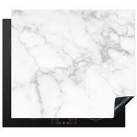 HERDABDECKPLATTE Marmor - Grau - Weiß - Strukturierter Marmor 59x51 cm - Weiß, Kunststoff (59/0.2/51cm) - MuchoWow