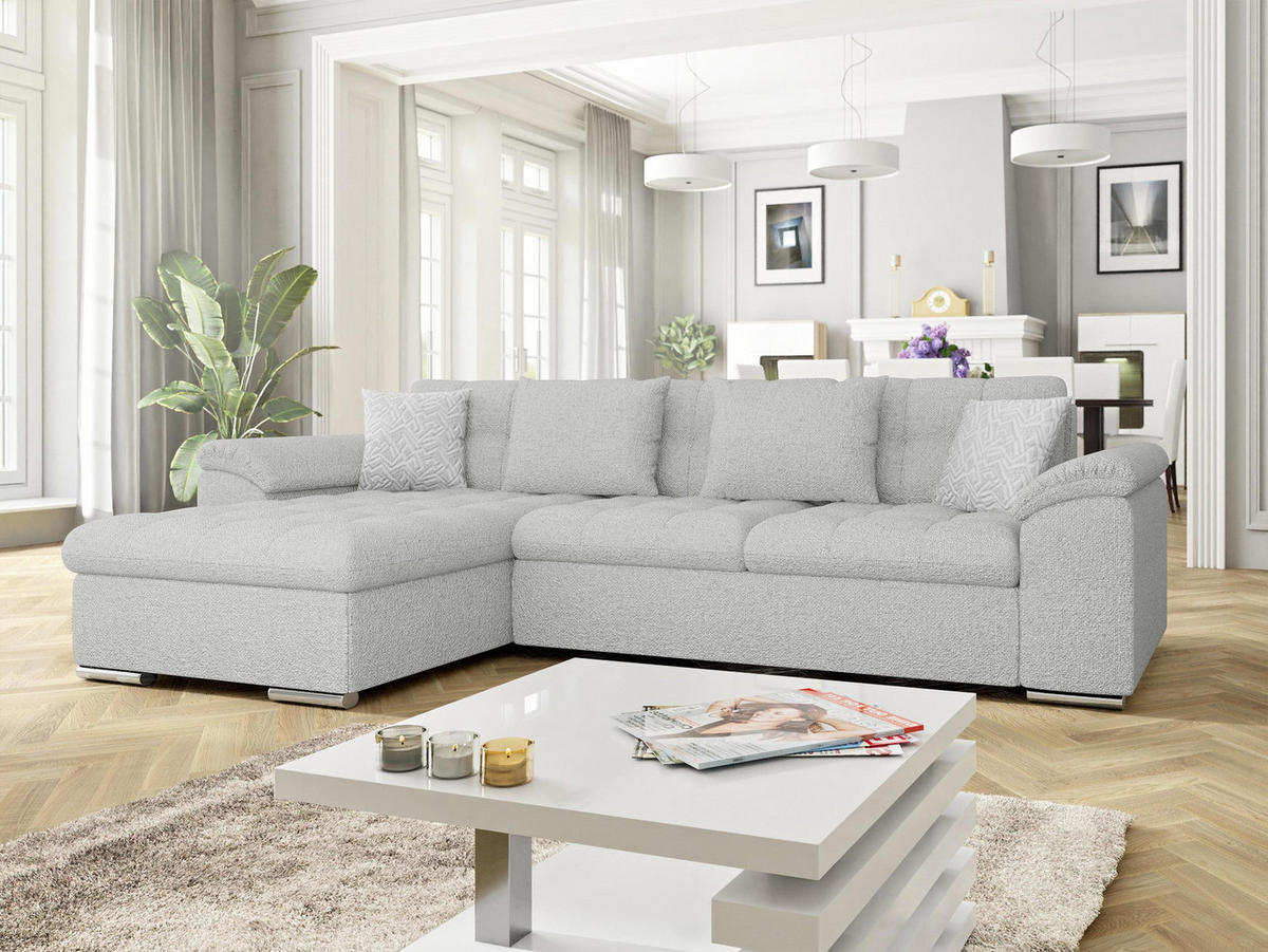 ECKSOFA Diana Premium, Seite: Links - Silberfarben, Holz/Textil (280/160cm) - MIRJAN24