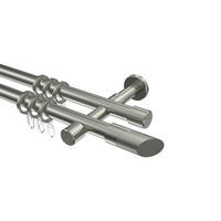 GARDINENSTANGEN-SET Prestige Verano 100 cm, 2-läufig, 20 mm Ø Edelstahl-Optik - Edelstahlfarben/Silberfarben, Metall (100cm) - INTERDECO