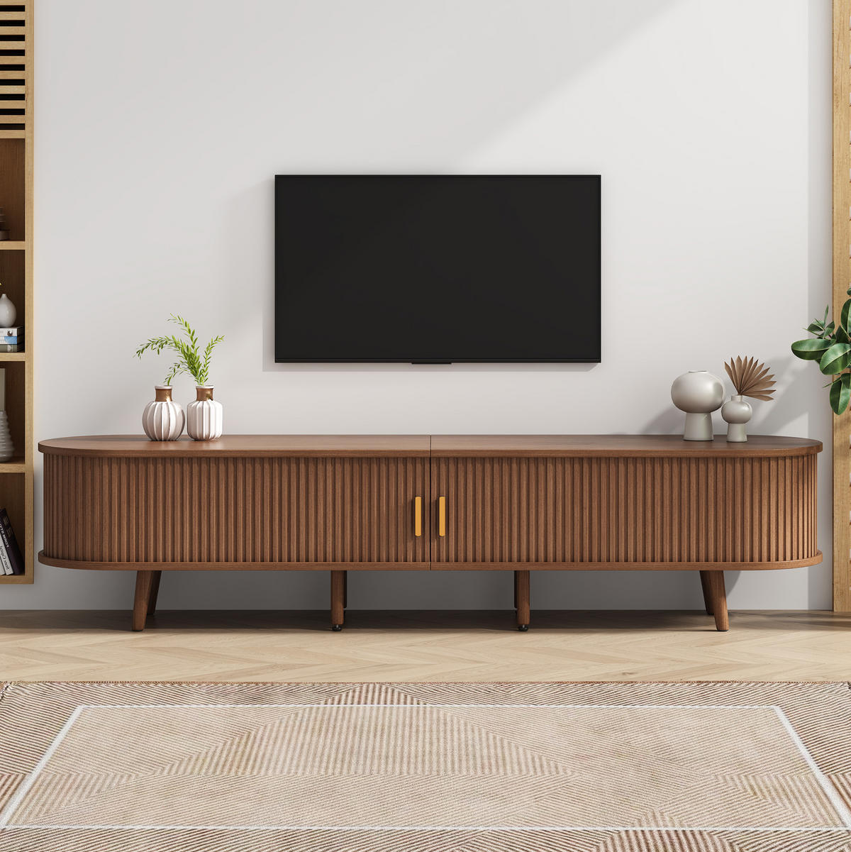 TV-LOWBOARD mit 2 Schubladen 175 x 40 x 42 cm Walnuss MDF - Braun, Holzwerkstoff (40/42/175cm) - Beauniv