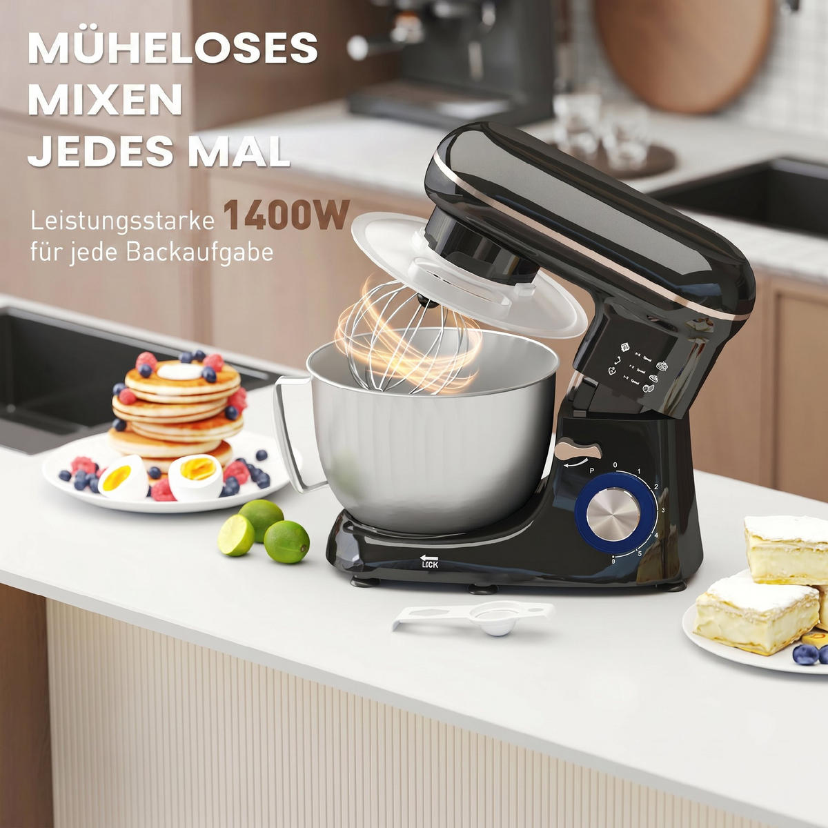 KÜCHENMASCHINE Edelstahl Kunststoff Beige - Edelstahlfarben/Schwarz, Metall (22/29/35cm) - HOMCOM