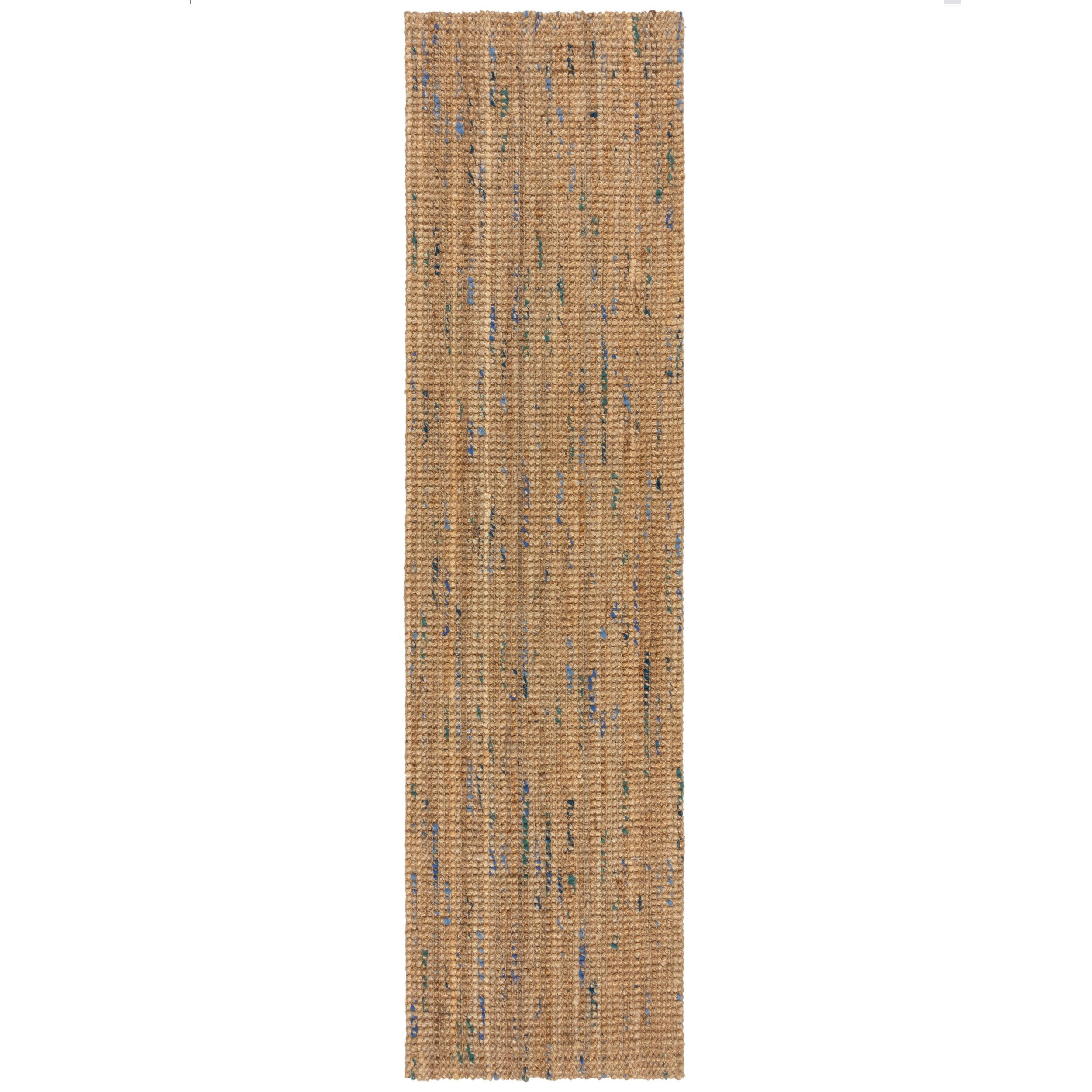 JUTETEPPICH Jute Naturbelassen, Wohnzimmer Natur-Blau Läufer 60x230 - Beige, Textil (60/230cm) - KADIMA DESIGN