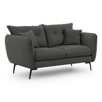 2-SITZER-SOFA Nordloft Dunkelgrau Samt - Dunkelgrau/Schwarz, Holz/Textil (174/86/100cm) - S-Style Möbel