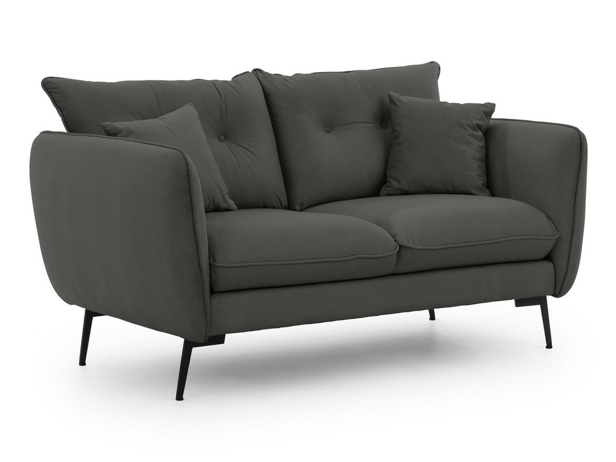 2-SITZER-SOFA Nordloft Dunkelgrau Samt - Dunkelgrau/Schwarz, Holz/Textil (174/86/100cm) - S-Style Möbel