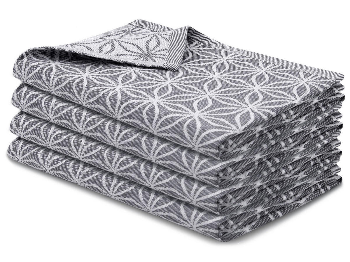 GESCHIRRTÜCHER, 4er-Set, 50 x 70 cm, 100% Baumwolle, Grau - Grau, Textil (50/70cm)
