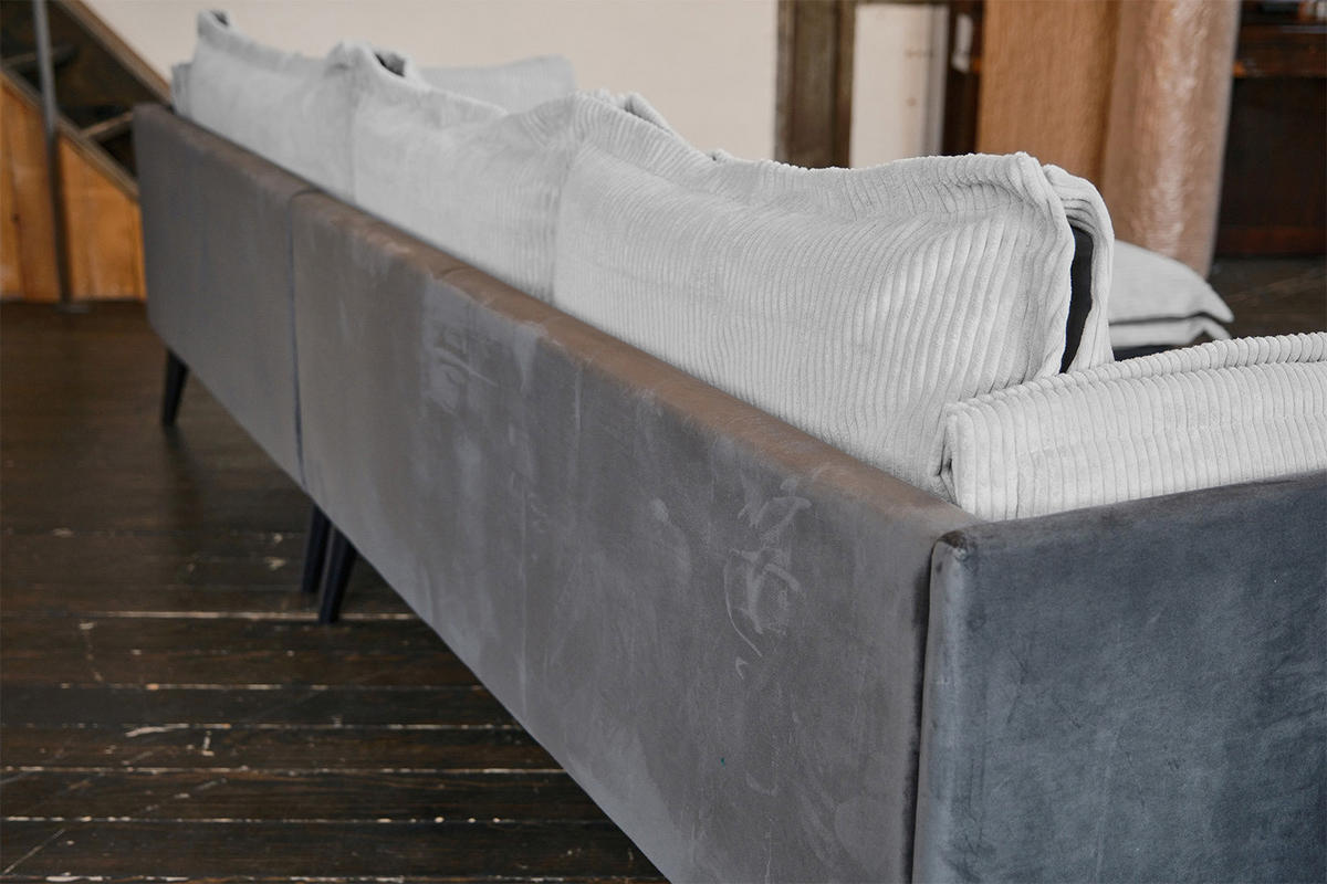 ECKSOFA QUENYA Hellgrau Velvet - Hellgrau/Schwarz, Textil (294/184cm) - KAWOLA