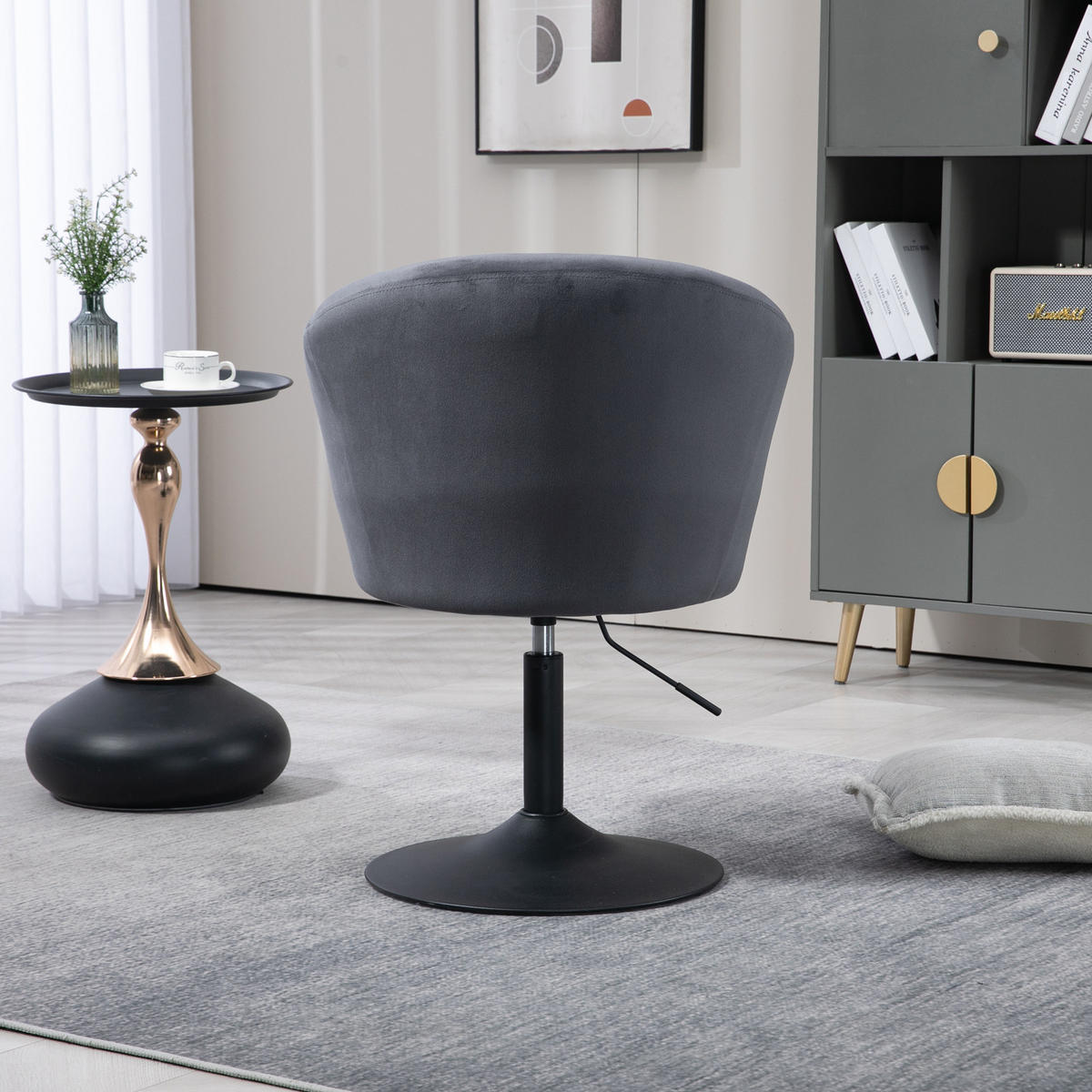 LOUNGESESSEL JAMAIKA mit Armlehnen Samt - Dunkelgrau, Textil (59/95/59cm) - SVITA