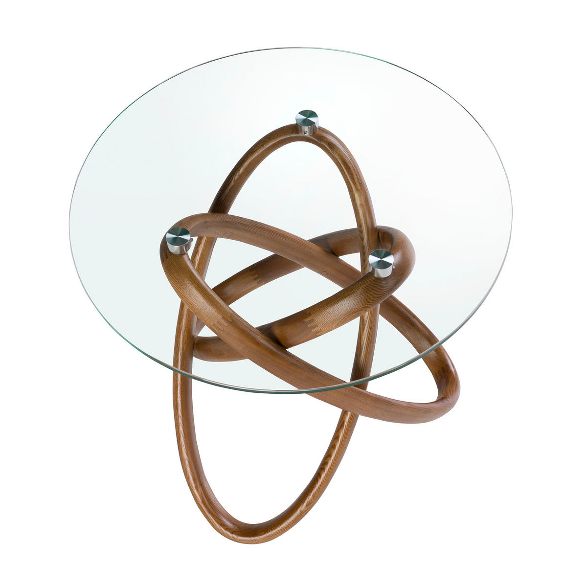 ECKTISCH Glas Walnuss 55/55/50 cm - Transparent/Walnussfarben, Glas (55/55/50cm) - ANGEL CERDA