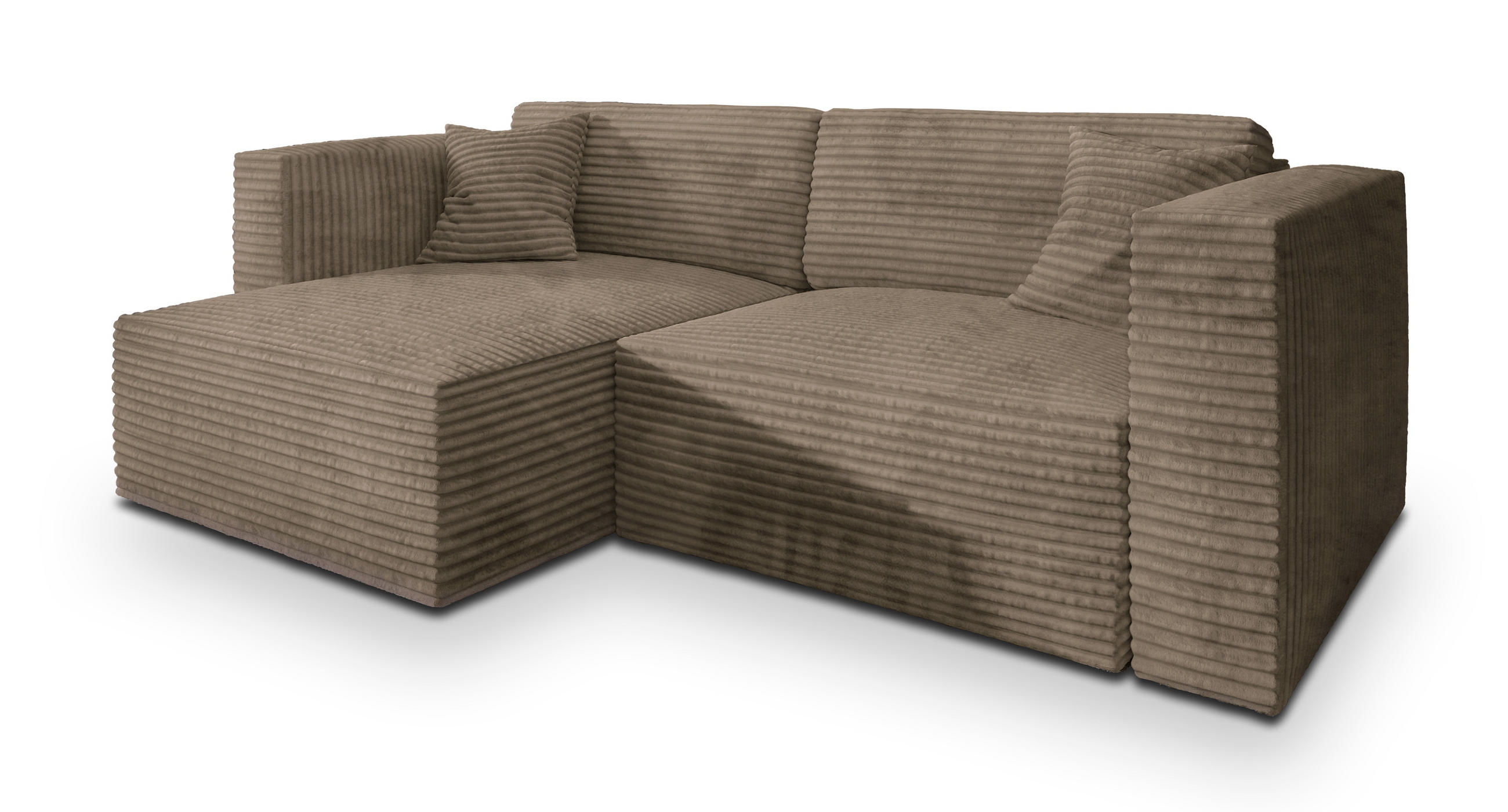 ECKSOFA NERIO Beige Kordstoff mit Schlaffunktion - Beige, Holz (245/148cm) - MASSENO