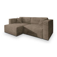 ECKSOFA NERIO Beige Kordstoff mit Schlaffunktion - Beige, Holz (245/148cm) - MASSENO
