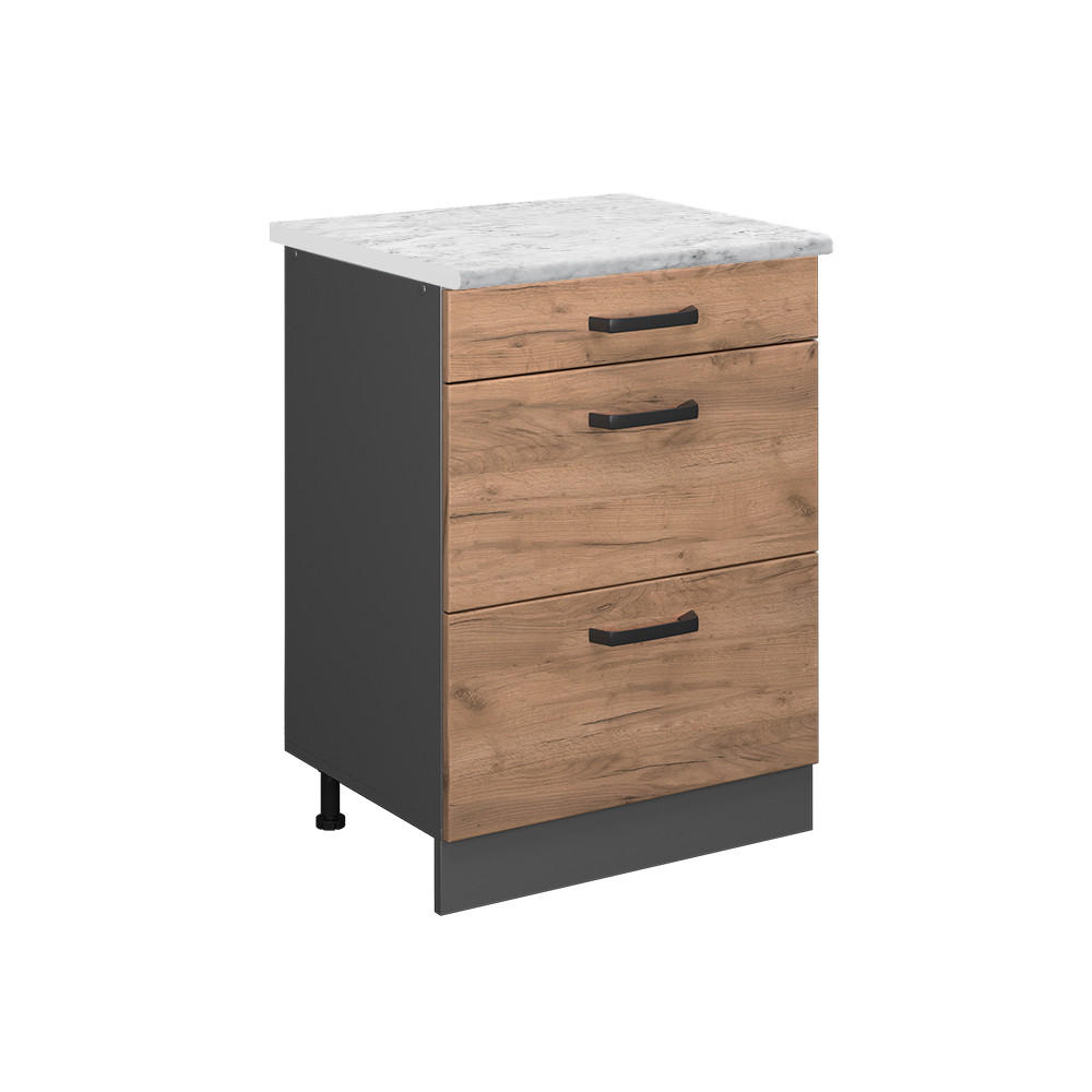 KÖKSUNDERSKÅP R-Line Goldkraft ek 60 cm AP marmor Honungsek, Antracit 81.6/60/60 cm