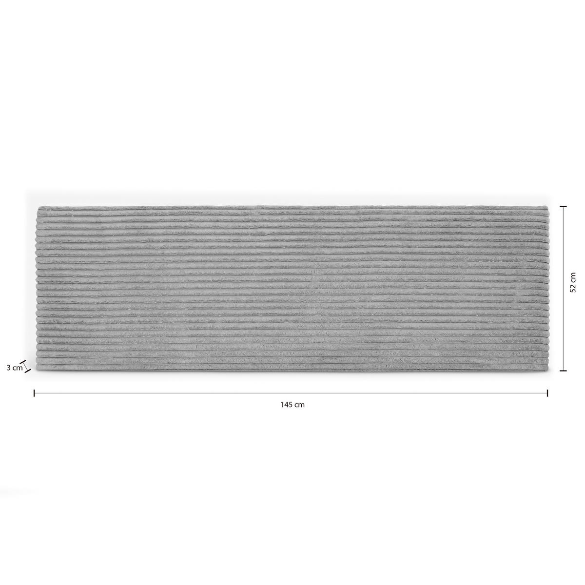KOPFTEIL Gepolstertes aus geripptem Stoff Grau 145/52/3 cm COIMBRA - Grau, Textil (145/52/3cm) - RNT By Really Nice Things