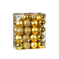 LAALU CHRISTBAUMKUGEL-SET 44 Stück Ornamenten: runde Goldmischung 4 und 6 cm - Goldfarben, Kunststoff (0.01/1/0.01cm) - LAALU