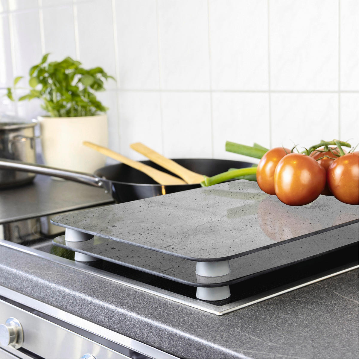 HERDABDECKPLATTEN aus Glas - Grau, Glas (30/5.5/52cm) - Wenko