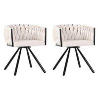 ESSZIMMERSTUHL 2er Samt Drehstuhl Metallbeine Beige Luxus - Beige, Textil (56/71/61cm) - FLIEKS