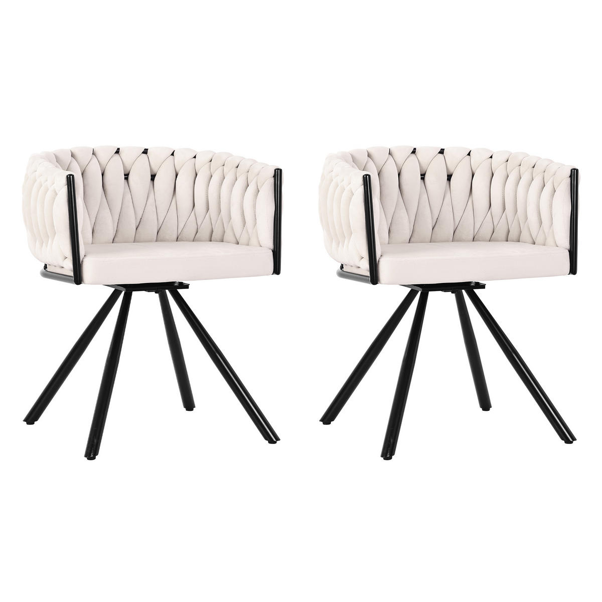ESSZIMMERSTUHL 6er Samt Drehstuhl Metallbeine Beige Luxus - Beige, Textil (56/71/61cm) - FLIEKS