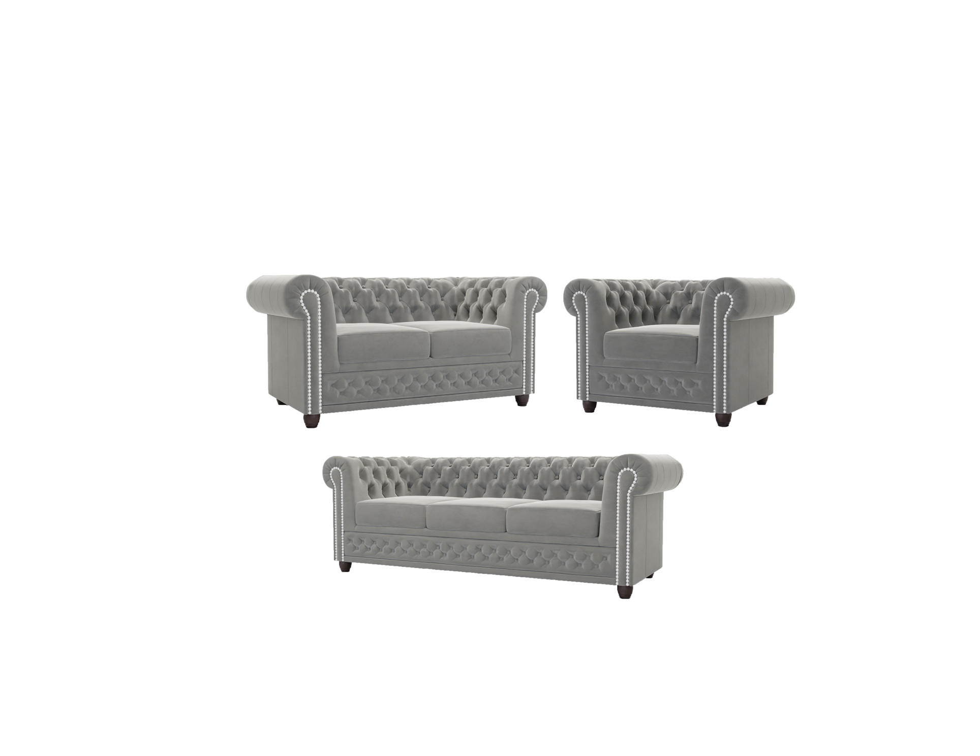 S-Style Sitzgarnitur Grau 203x72x86 cm