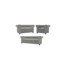 SITZGARNITUR 3+2+1 Chesterfield Nyx Grau Samt - Braun/Grau, Holz/Textil (203/72/86cm) - S-Style Möbel