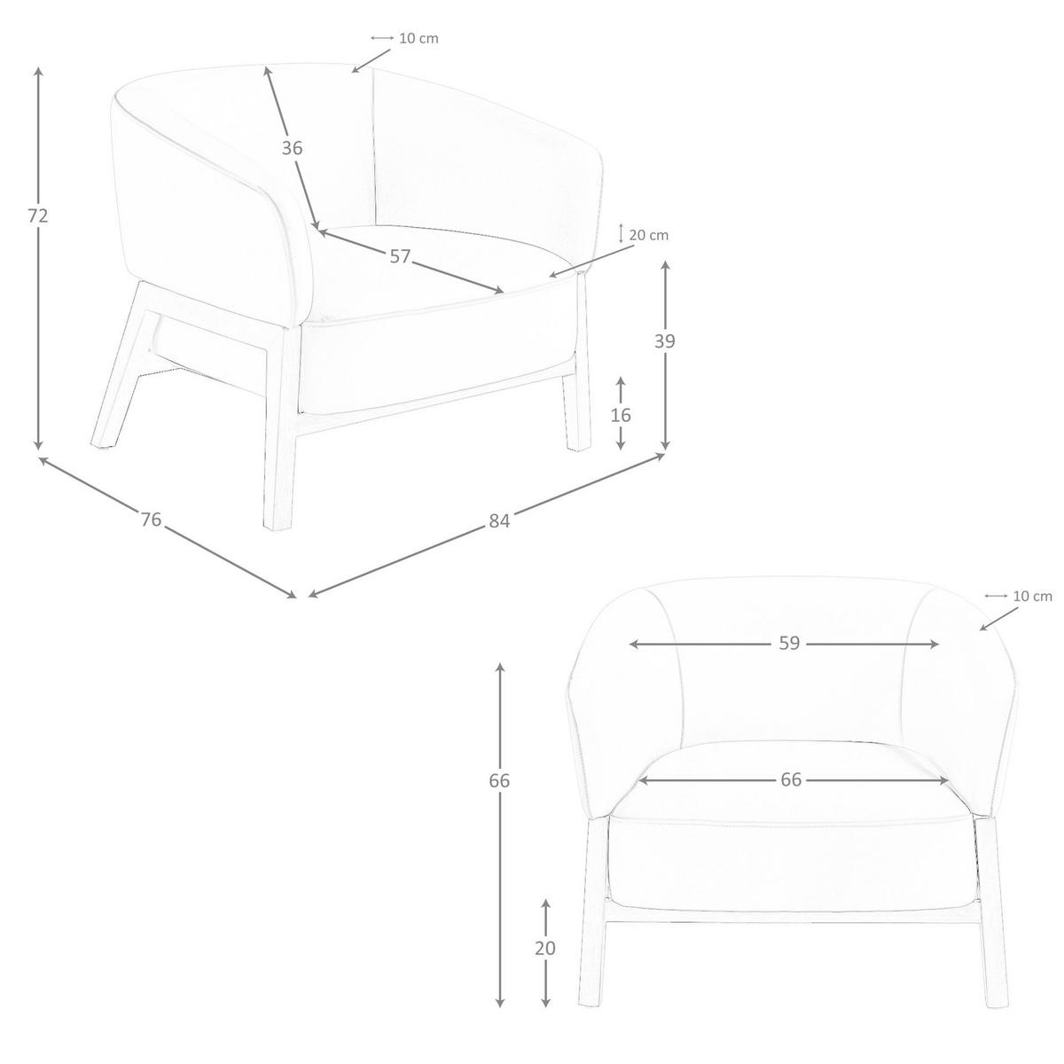 SESSEL Brauner Ledersessel 84/76/72cm - Ecru/Walnussfarben, Leder/Holz (84/72/76cm) - ANGEL CERDA
