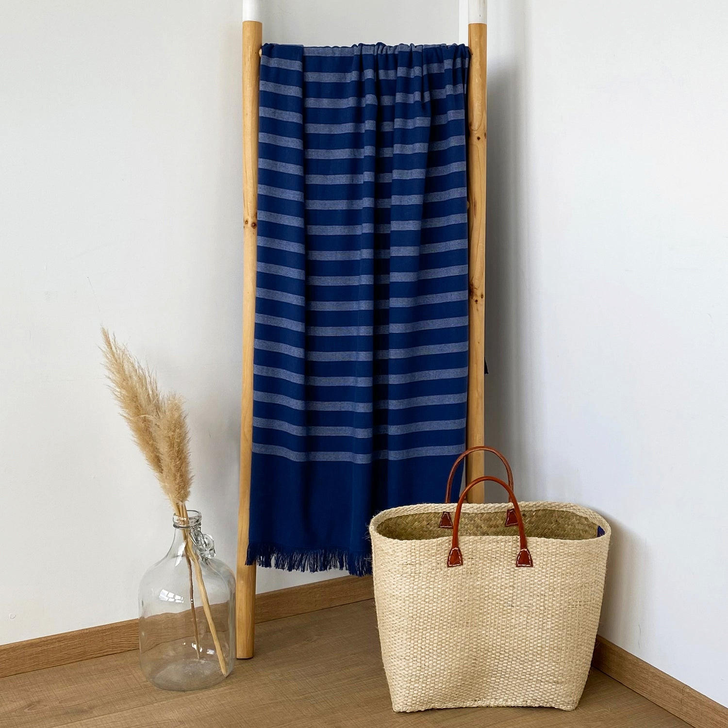 HAMAMTUCH mit Frotteefutter Alanya Marineblau 140x180 400g/m² - Blau, Textil (140/180cm) - LE COMPTOIR DE LA PLAGE