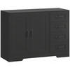 SIDEBOARD, Beistellschrank mit 4 Schubladen, verstellbarer Einlegeboden, Schwarz - Schwarz, Holzwerkstoff/Metall (40/76/105cm) - HOMCOM