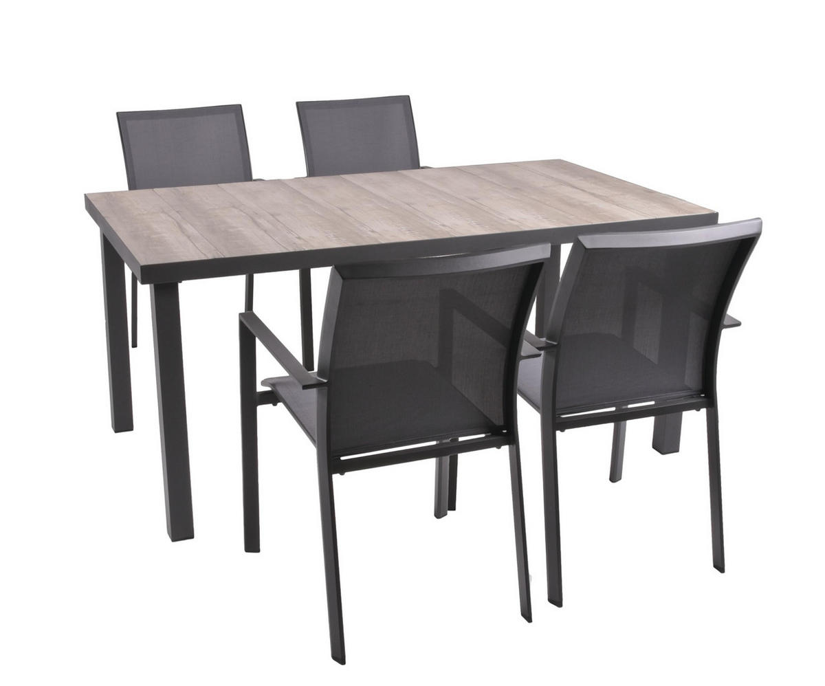 GARTEN-SITZGRUPPE Fabio 5-teilig Gartenmöbel-Set - Grau, Kunststoff - DELUKE