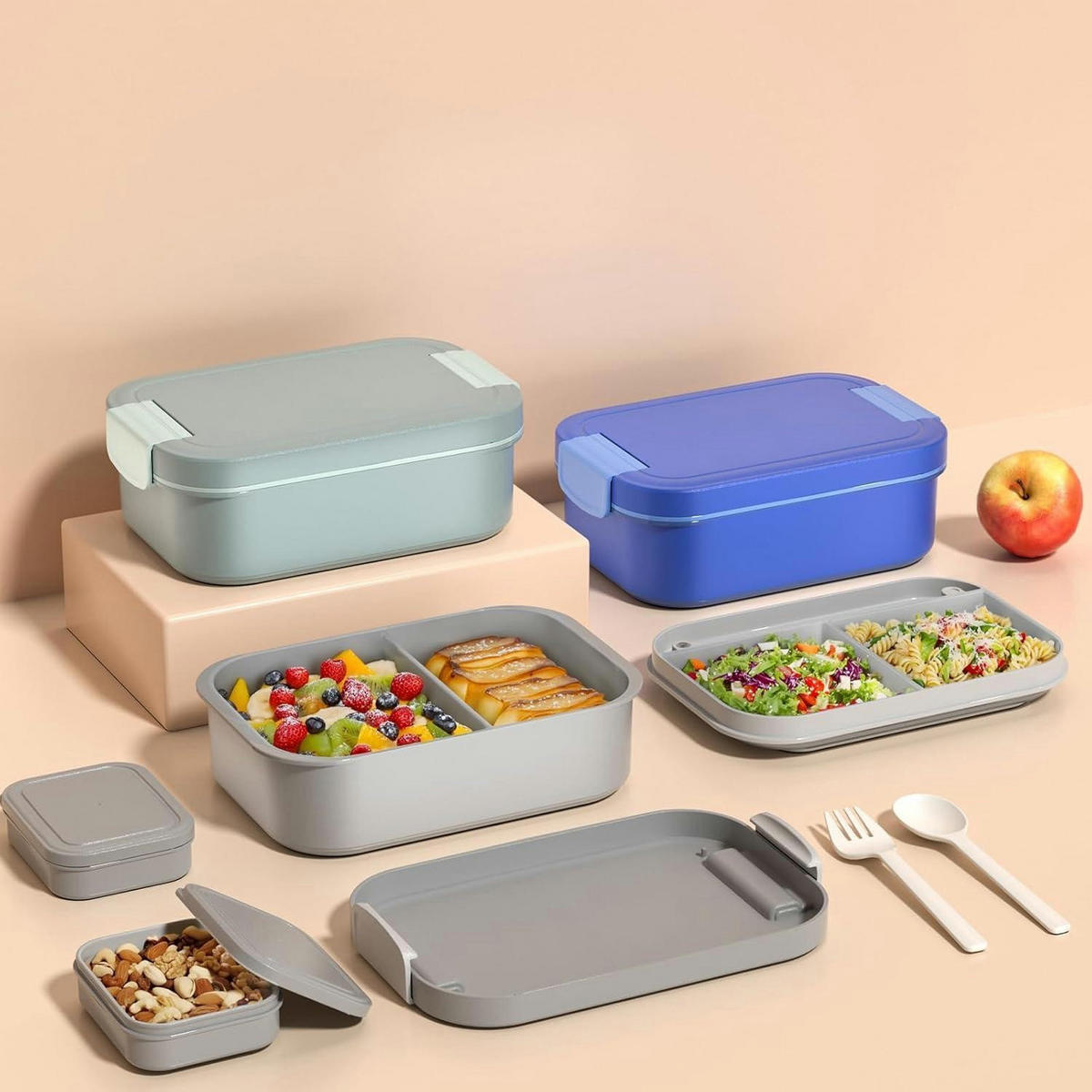 LUNCHBOX 1900ml Grau Auslaufsicher - Grau, Kunststoff (14/8/23cm)